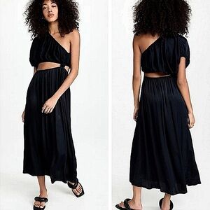 NWT FARM RIO One Shoulder Black Maxi Dress Cutout